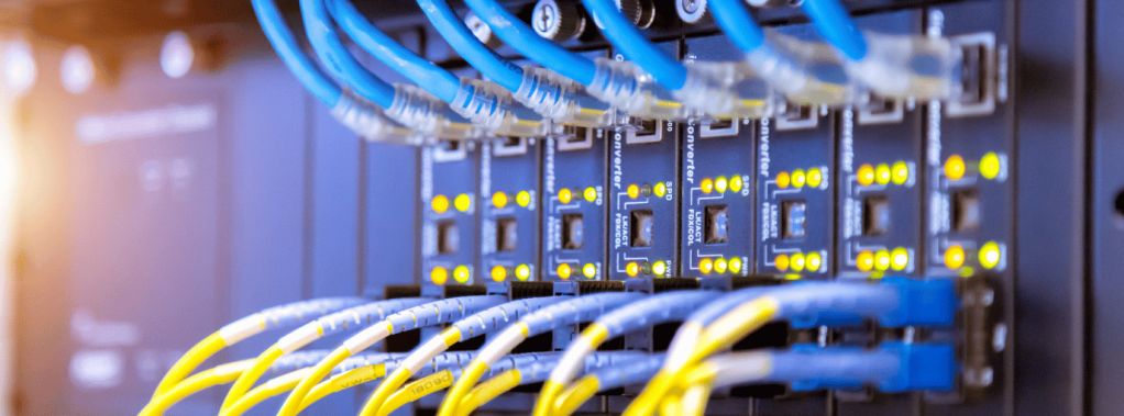 CAT6 cables plugged into gateway