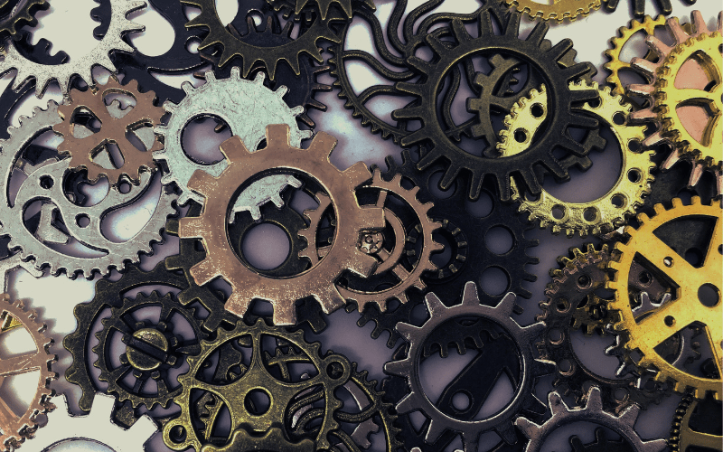 Various gears laying out on a table
